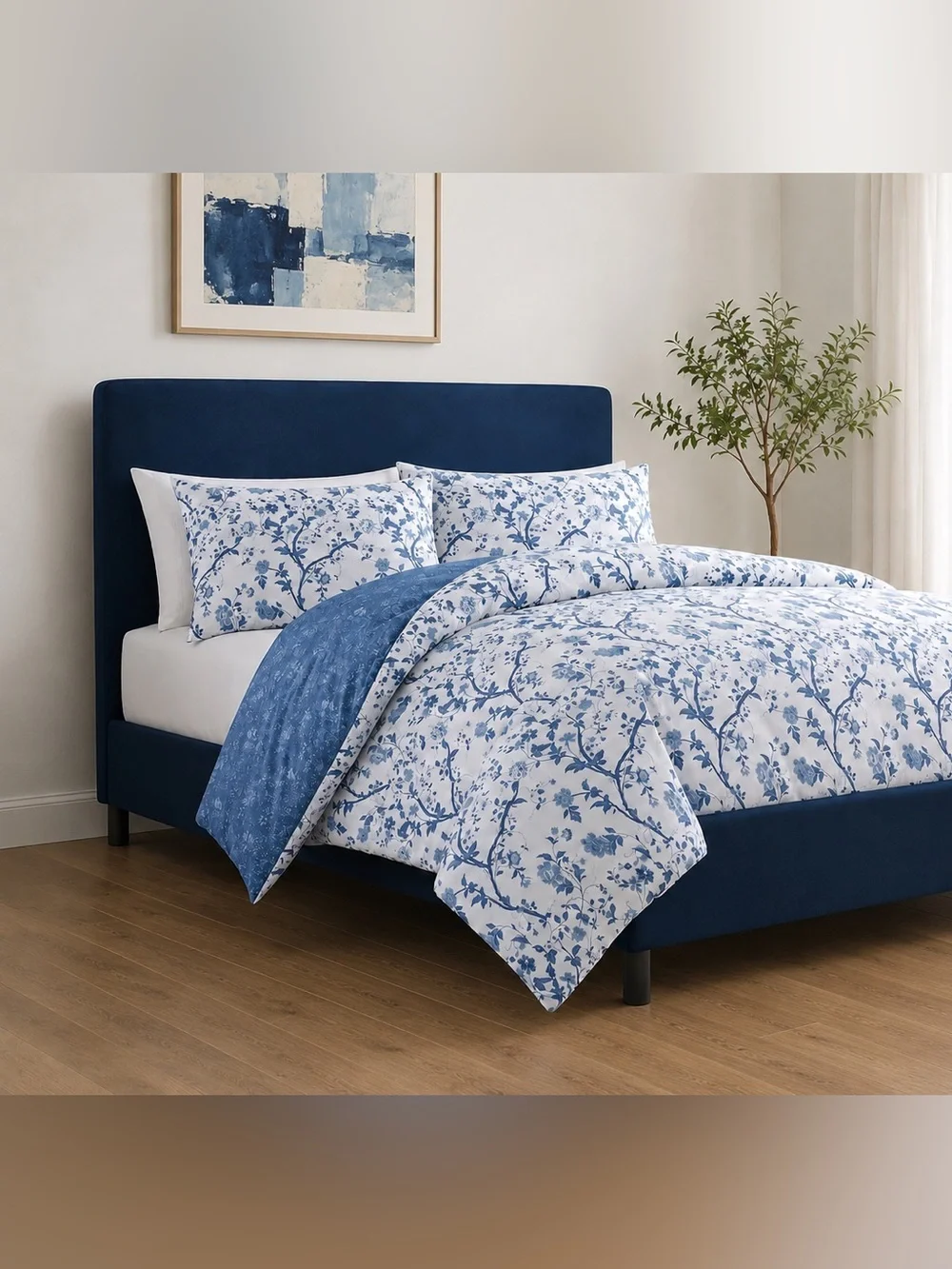 Laura Ashley King Blue Floral Duvet Cover Set